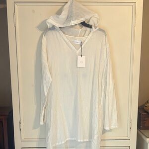 Onia Cream and Gold Striped Cover-Up